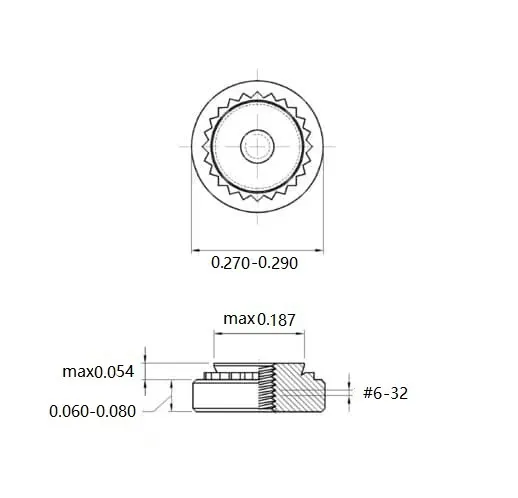 Self Clinching Nuts S-632-2-ZI-ZC-ZB-ZU Inch Sizes drawing