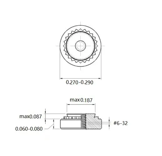 Self Clinching Nuts S-632-3-ZI-ZC-ZB-ZU Inch Sizes drawing