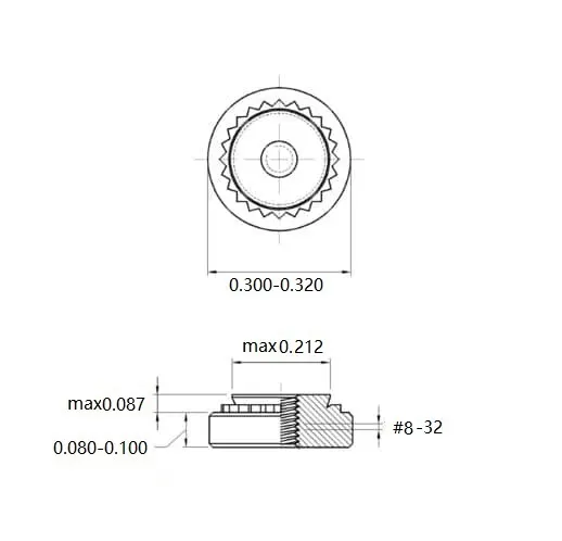 Self Clinching Nuts S-832-3-ZI-ZC-ZB-ZU Inch Sizes drawing