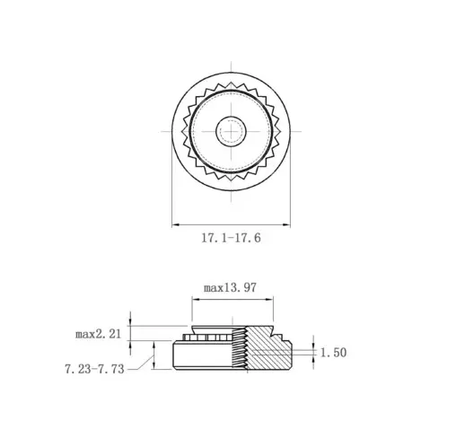Self Clinching Nuts S-M10-1-ZI-ZC-ZB-ZU Metric Sizes Drawing