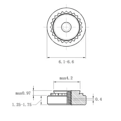 Self Clinching Nuts S-M2-1-ZI-ZC-ZB-ZU Metric Sizes drawing