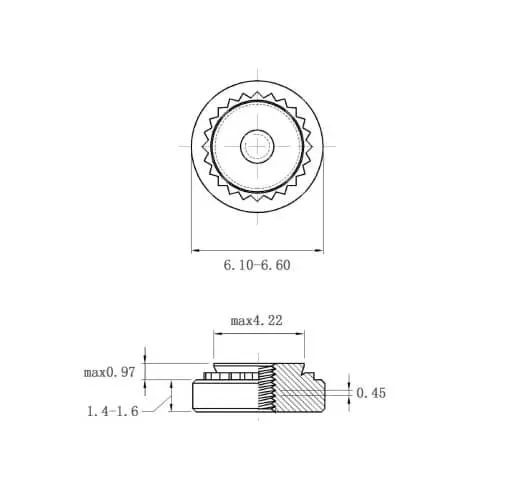 Self Clinching Nuts S-M2.5-1-ZI-ZC-ZB-ZU Metric Sizes drawing