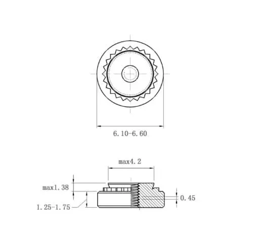 Self Clinching Nuts S-M2.5-2-ZI-ZC-ZB-ZU Metric Sizes drawing