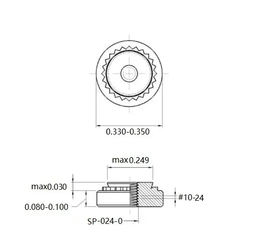 Self Clinching Nuts SP-024-0 Inch Sizes drawing