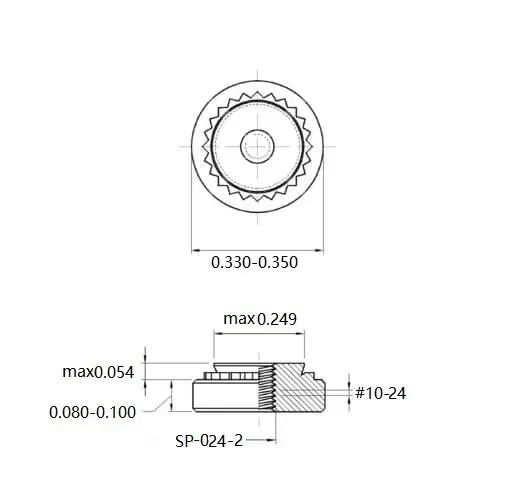 Self Clinching Nuts SP-024-2 Inch Sizes drawing