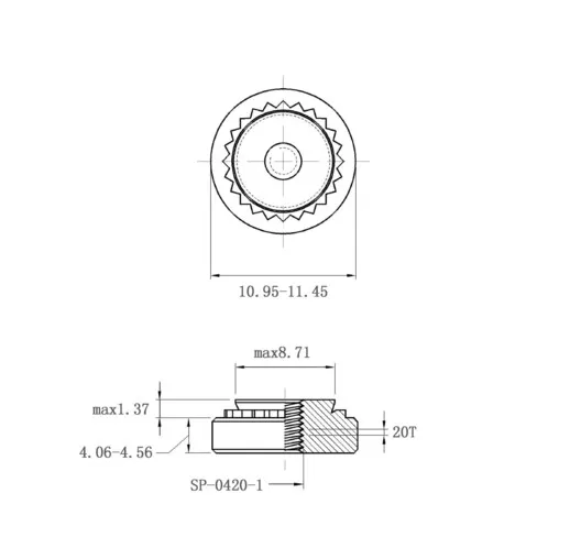 Self Clinching Nuts SP-0420-1 Inch Sizes drawing
