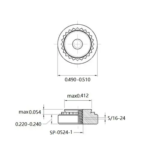 Self Clinching Nuts SP-0524-1 Inch Sizes drawing