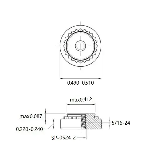 Self Clinching Nuts SP-0524-2 Inch Sizes drawing