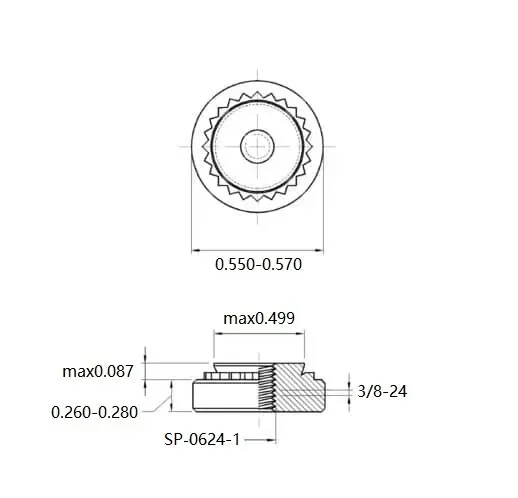 Self Clinching Nuts SP-0624-1 Inch Sizes drawing