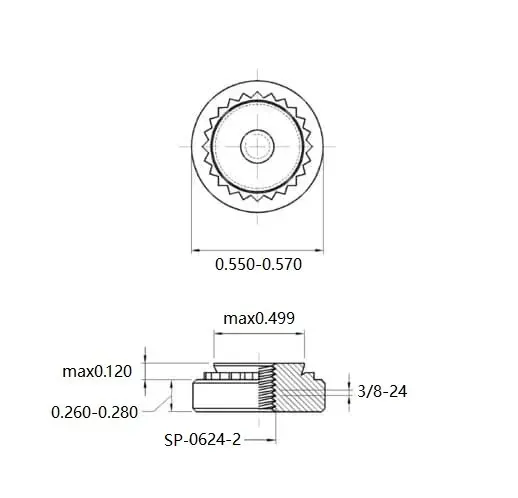 Self Clinching Nuts SP-0624-2 Inch Sizes drawing