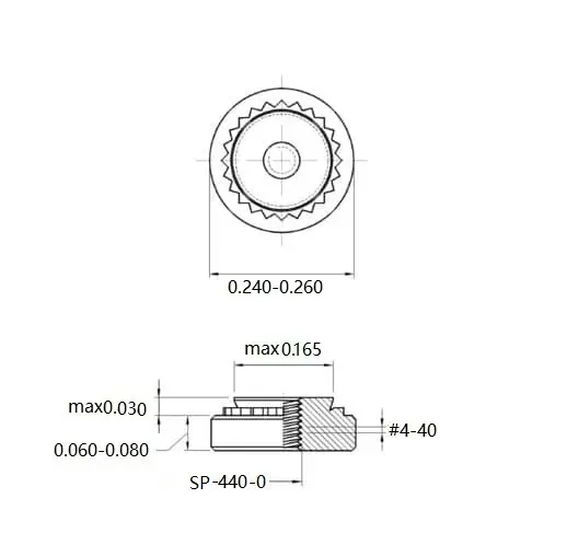 Self Clinching Nuts SP-440-0 Inch Sizes drawing