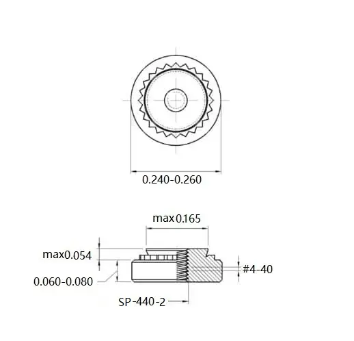 Self Clinching Nuts SP-440-2 Inch Sizes drawing